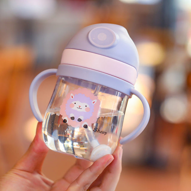 250ml Baby Bottles Drinking Cup Feeding Bottle With Straw Gravity Ball Wide-Caliber Kids Drinking Milk Water Dual-Use Bottle