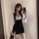 Dress Women Spring Sexy Puff Sleeve Slim Mini Fashion Korean Style Square Collar Mature Feminine Leisure Sweet Street Cool New