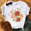 Woman Butterfly Tree Print Harajuku Summer Tshirts Casual Round Neck Short Slee Top Tee Shirt Women Black T-shirt Drop Ship