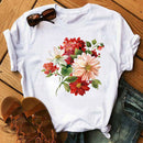 Woman Butterfly Tree Print Harajuku Summer Tshirts Casual Round Neck Short Slee Top Tee Shirt Women Black T-shirt Drop Ship