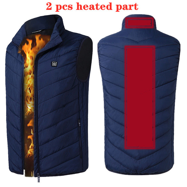 New 9 Places Heated Vest Men Women Usb Heated Jacket Heating Thermal Clothing Hunting Winter Fashion Heat Jacket Black 5XL 6XL