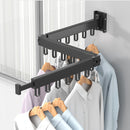 Folding Clothes Hanger Wall Mount Retractable Cloth Drying Rack Indoor &amp; Outdoor Space Saving Aluminum Home Laundry Clothesline