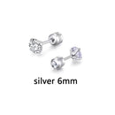 1 par de pendientes de tuerca de 3-6mm conjunto hipoalergénico doble circonita cúbica redonda de acero inoxidable CZ niñas pendientes de mujer de alta calidad