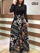 Ladies Summer Long Dress Printed Splicing Floral Banquet Round Neck Short Sleeve Tight Dress Elegant Sexy Woman Long Dress Xl