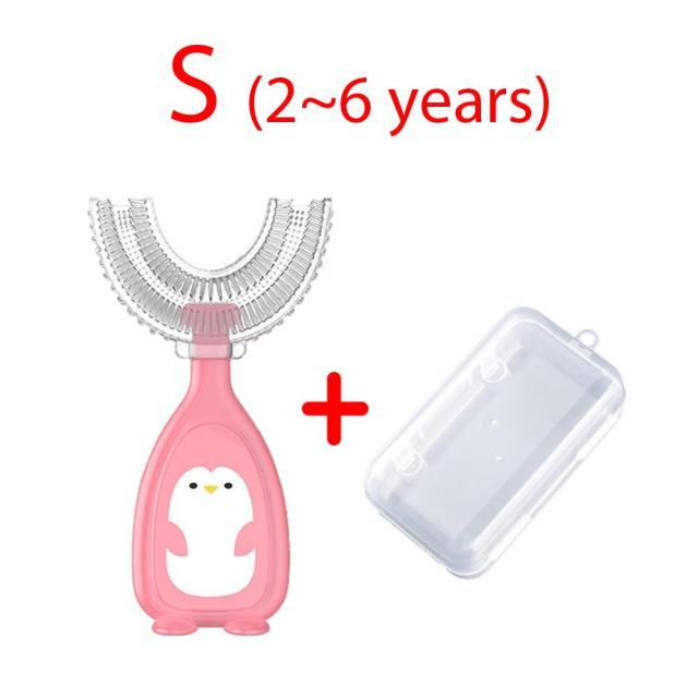 Cepillo de limpieza para el cuidado bucal de los dientes de los niños, cepillo de dientes para bebés, mordedor de silicona suave en forma de U de 360 ​​grados, cepillo de dientes para bebés recién nacidos