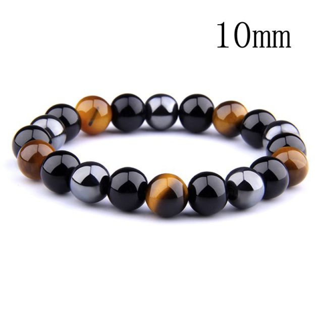 Natural Black Onyx with Tiger eye Stone Beads Bracelets Men Jewelry 2021 New Lovers Obsidian Energy Balance Bracelet Pulseras