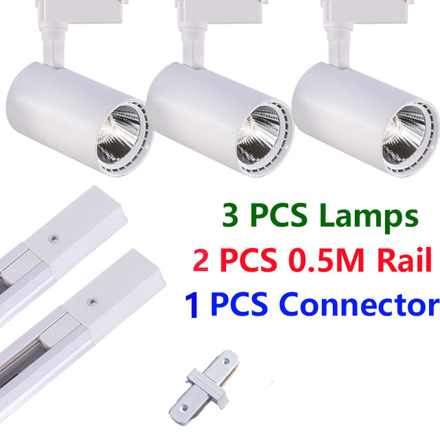Set Led Track Light Fixture COB Track Lighting Wall Lamp Rail Spot Lights Led 20/30/40W Spotlight Clothing Shop Store Home 220V