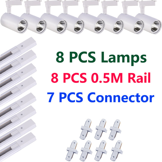 Set LED-Schienenleuchte COB-Schienenbeleuchtung Wandleuchte Schiene Scheinwerfer Led 20/30/40W Scheinwerfer Bekleidungsgeschäft Store Home 220V