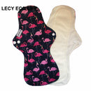 Lecy Eco Life reusable menstrual pads for heavy flow 1pc 13&quot; Flamingo printed night use, large size breathable women cloth pads