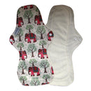 Lecy Eco Life reusable menstrual pads for heavy flow 1pc 13&quot; Flamingo printed night use, large size breathable women cloth pads