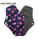 [LECY ECO LIFE] bamboo charcoal fleece inner lady cloth menstrual pads Flamingo printed,Reusable waterproof Mummy pads for Women