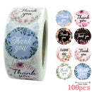 50-500pcs 8 styles Thank You Sticker for Seal Labels Round Floral Multi Color Labels Sticker handmade offer Stationery Sticker