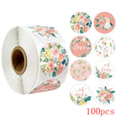50-500pcs 8 styles Thank You Sticker for Seal Labels Round Floral Multi Color Labels Sticker handmade offer Stationery Sticker