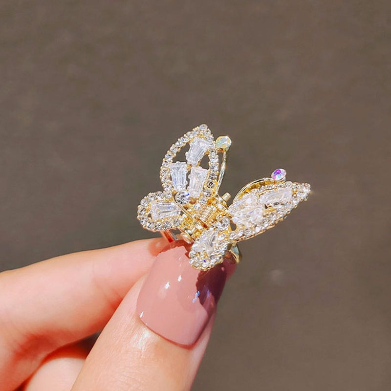 Pinzas para el pelo de mariposa con diamantes de imitación pequeñas para verano