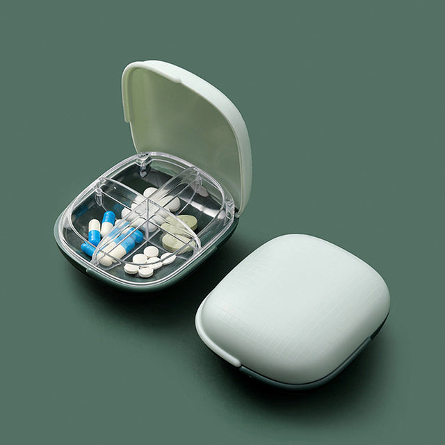 Pastillero de 4 rejillas a prueba de agua para almacenamiento, pastillero de viaje, contenedor de vitaminas, caja de plástico, organizador de cápsulas para tabletas