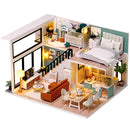 Assemble DIY Wooden House Dollhouse kit Wooden Miniature Doll Houses Miniature Dollhouse toys With Furniture LED Lights Gift
