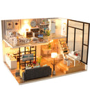 Assemble DIY Wooden House Dollhouse kit Wooden Miniature Doll Houses Miniature Dollhouse toys With Furniture LED Lights Gift