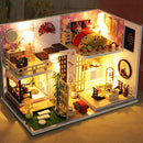 Assemble DIY Wooden House Dollhouse kit Wooden Miniature Doll Houses Miniature Dollhouse toys With Furniture LED Lights Gift