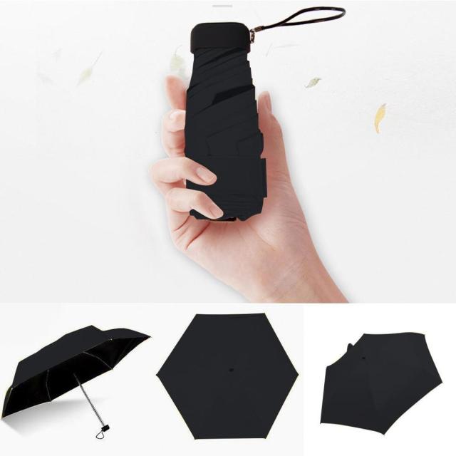 Mini paraguas ligero de bolsillo para lluvia para mujer, resistente al viento, duradero, 5 paraguas plegables para el sol, protector solar portátil, sombrilla para mujer