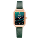 Marca Gaiety, relojes para mujer, reloj de cuarzo cuadrado a la moda para mujer, conjunto de pulsera, esfera verde, malla simple de oro rosa, relojes de lujo para mujer