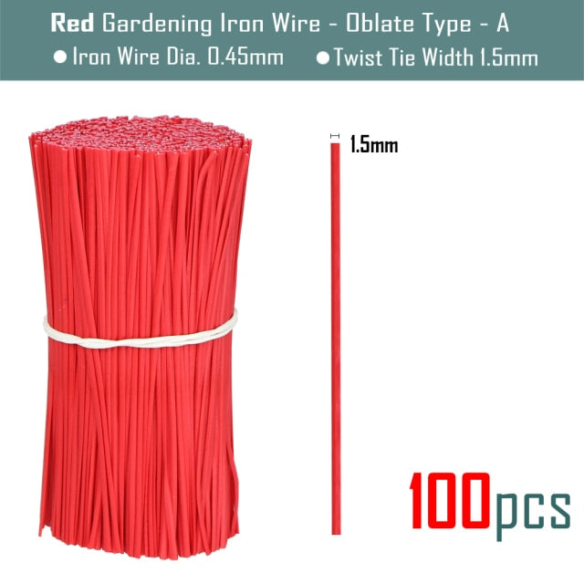 100PCS Oblate Gardening Cable Ties Reusable Iron Wire Twist Tie for Flower Plant Climbing Vines Multifunction Coated Fix Strings