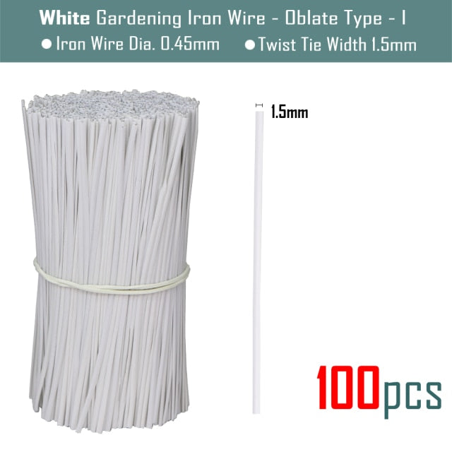 100PCS Oblate Gardening Cable Ties Reusable Iron Wire Twist Tie for Flower Plant Climbing Vines Multifunction Coated Fix Strings