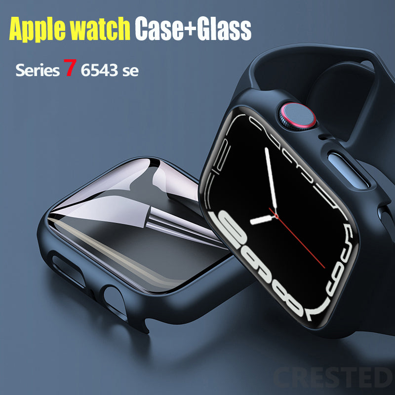 Vidrio + cubierta para Apple Watch case 45mm 41mm 44mm 40mm 42mm 38mm iWatch accesorio Protector de pantalla Apple watch serie 3 4 5 6 SE 7