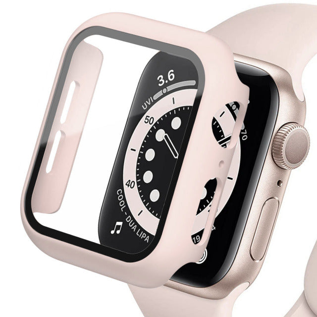 Vidrio + cubierta para Apple Watch case 45mm 41mm 44mm 40mm 42mm 38mm iWatch accesorio Protector de pantalla Apple watch serie 3 4 5 6 SE 7