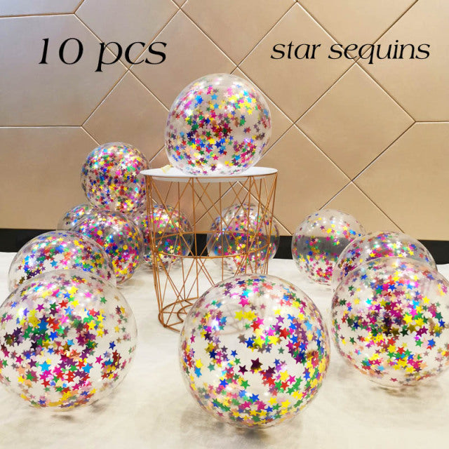 10/20 Star Confetti Balloons Metallic Confetti Latex Transparent Ballon Baby Shower Birthday Party Wedding Decoration Ball Globo