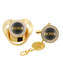 Letter Print Baby Pacifier with Chain Clip Newborn BPA Free Luxury Bling Pacifier Silicone Dummy Soother Chupeta 0-18 Months