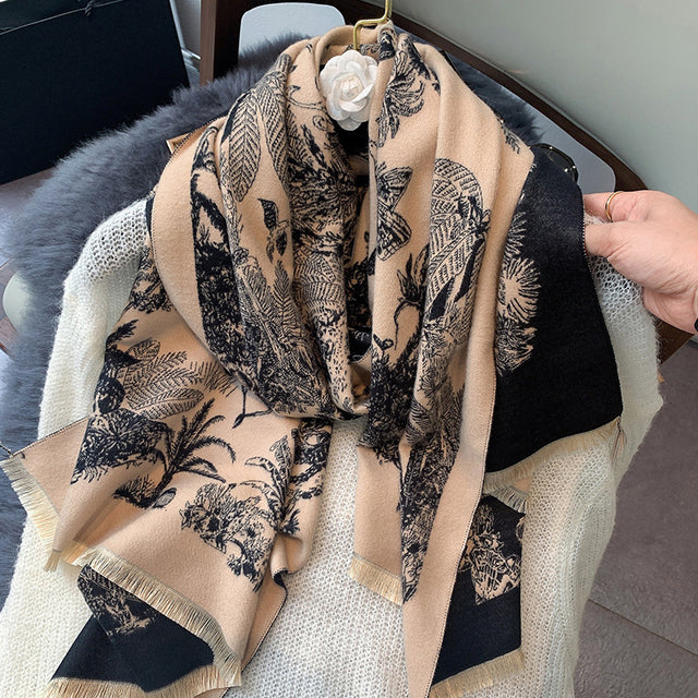 Winter Cashmere Scarf Lady Design Warm Pashmina Blanket Carriage Scarves Women Shawl Female Decoration Thick Foulard