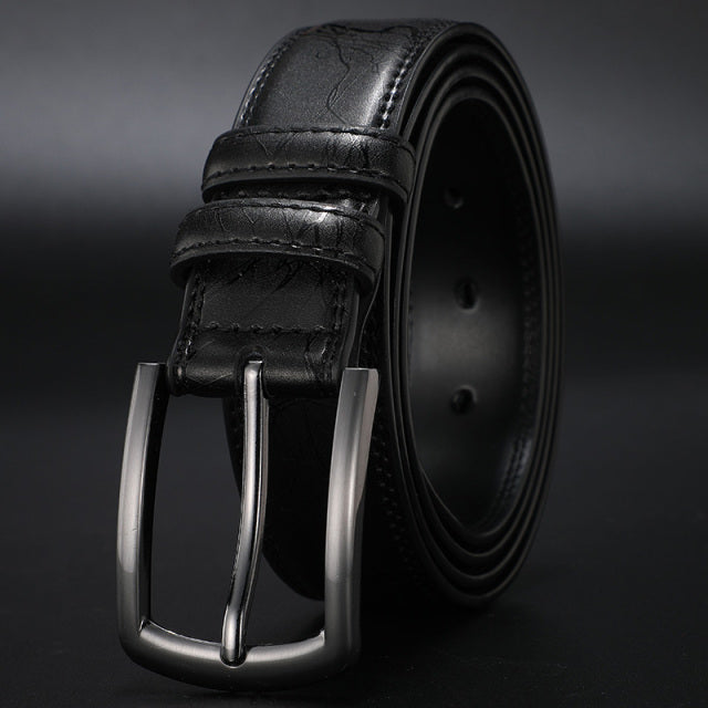 Nuevos cinturones de cuero genuino a la moda para hombre, cinturón de diseñador para hombre, hebilla de alfiler con correa de cuero, cinturones de vestir de negocios para hombre HQ091