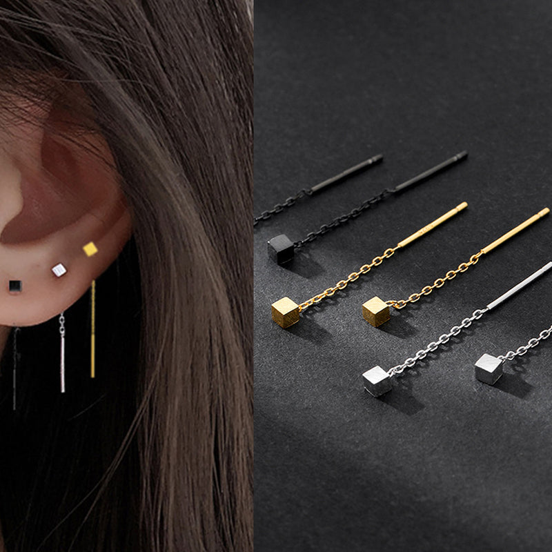 Minimalist  Long Tassel Earrings For Women Gold Silver Color Geometric Square Hanging Ear Line Girls Party Jewelry Pendientes