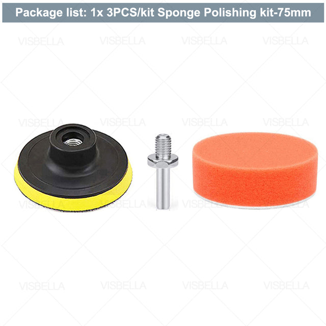 26/12/7/3Pcs 3&quot; Car Polishing Disc Buffing Sponge Polishing Pad Wax Wool Wheel Headlights Repair for Polisher Drill Adapter M10