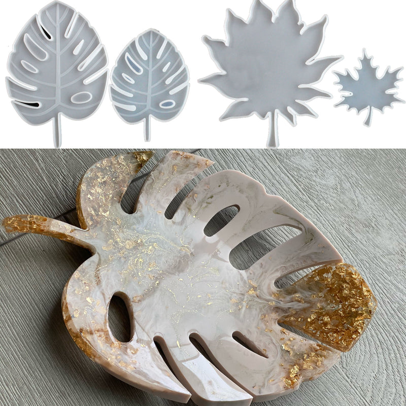 Palm Maple Leaf Silicone Molds for DIY UV Epoxy Coasters Resin Mould Jewelry Making Tools