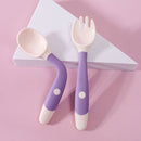 2PCS Silicone Spoon Fork for Baby Utensils Set Auxiliary Food Toddler Learn To Eat Training Bendable Soft Fork Infant Tableware