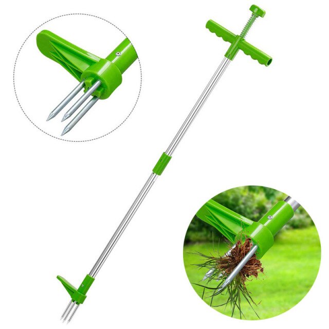 Root Remover Outdoor Weeder Portable Manual Garden Lawn Long Handled Aluminum Stand Up Weed Puller Lightweight