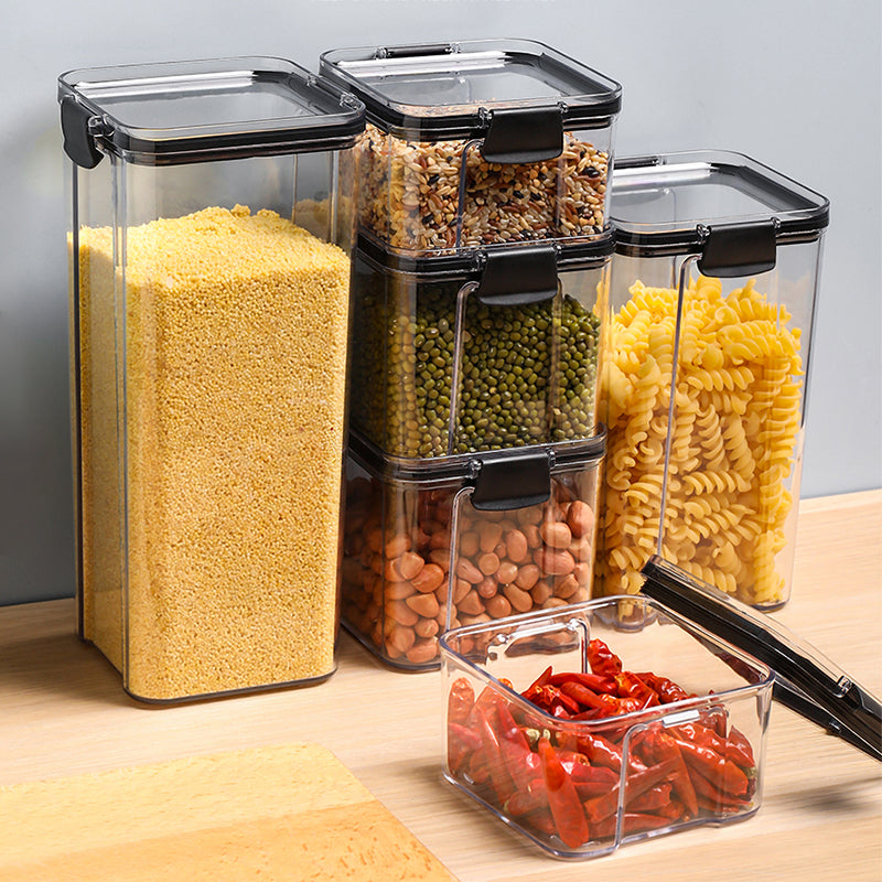 Contenedor de almacenamiento de alimentos de diferente capacidad, caja de plástico para nevera de cocina, tanque de almacenamiento multigrano, lata sellada transparente