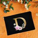 Bridesmaid Makeup Bags Floral Alphabet Print Cosmetic Case Bridal Party Make Up Pouch Necessaries Lady Tote Purse Wedding Gifts