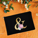 Bridesmaid Makeup Bags Floral Alphabet Print Cosmetic Case Bridal Party Make Up Pouch Necessaries Lady Tote Purse Wedding Gifts