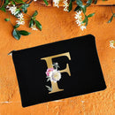 Bridesmaid Makeup Bags Floral Alphabet Print Cosmetic Case Bridal Party Make Up Pouch Necessaries Lady Tote Purse Wedding Gifts