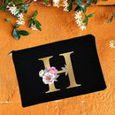 Bridesmaid Makeup Bags Floral Alphabet Print Cosmetic Case Bridal Party Make Up Pouch Necessaries Lady Tote Purse Wedding Gifts