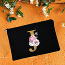 Bridesmaid Makeup Bags Floral Alphabet Print Cosmetic Case Bridal Party Make Up Pouch Necessaries Lady Tote Purse Wedding Gifts
