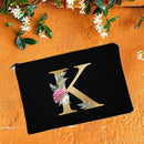 Bridesmaid Makeup Bags Floral Alphabet Print Cosmetic Case Bridal Party Make Up Pouch Necessaries Lady Tote Purse Wedding Gifts