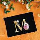Bridesmaid Makeup Bags Floral Alphabet Print Cosmetic Case Bridal Party Make Up Pouch Necessaries Lady Tote Purse Wedding Gifts