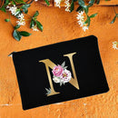 Bridesmaid Makeup Bags Floral Alphabet Print Cosmetic Case Bridal Party Make Up Pouch Necessaries Lady Tote Purse Wedding Gifts