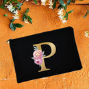 Bridesmaid Makeup Bags Floral Alphabet Print Cosmetic Case Bridal Party Make Up Pouch Necessaries Lady Tote Purse Wedding Gifts