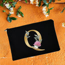 Bridesmaid Makeup Bags Floral Alphabet Print Cosmetic Case Bridal Party Make Up Pouch Necessaries Lady Tote Purse Wedding Gifts