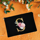 Bridesmaid Makeup Bags Floral Alphabet Print Cosmetic Case Bridal Party Make Up Pouch Necessaries Lady Tote Purse Wedding Gifts
