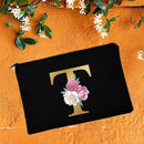 Bridesmaid Makeup Bags Floral Alphabet Print Cosmetic Case Bridal Party Make Up Pouch Necessaries Lady Tote Purse Wedding Gifts